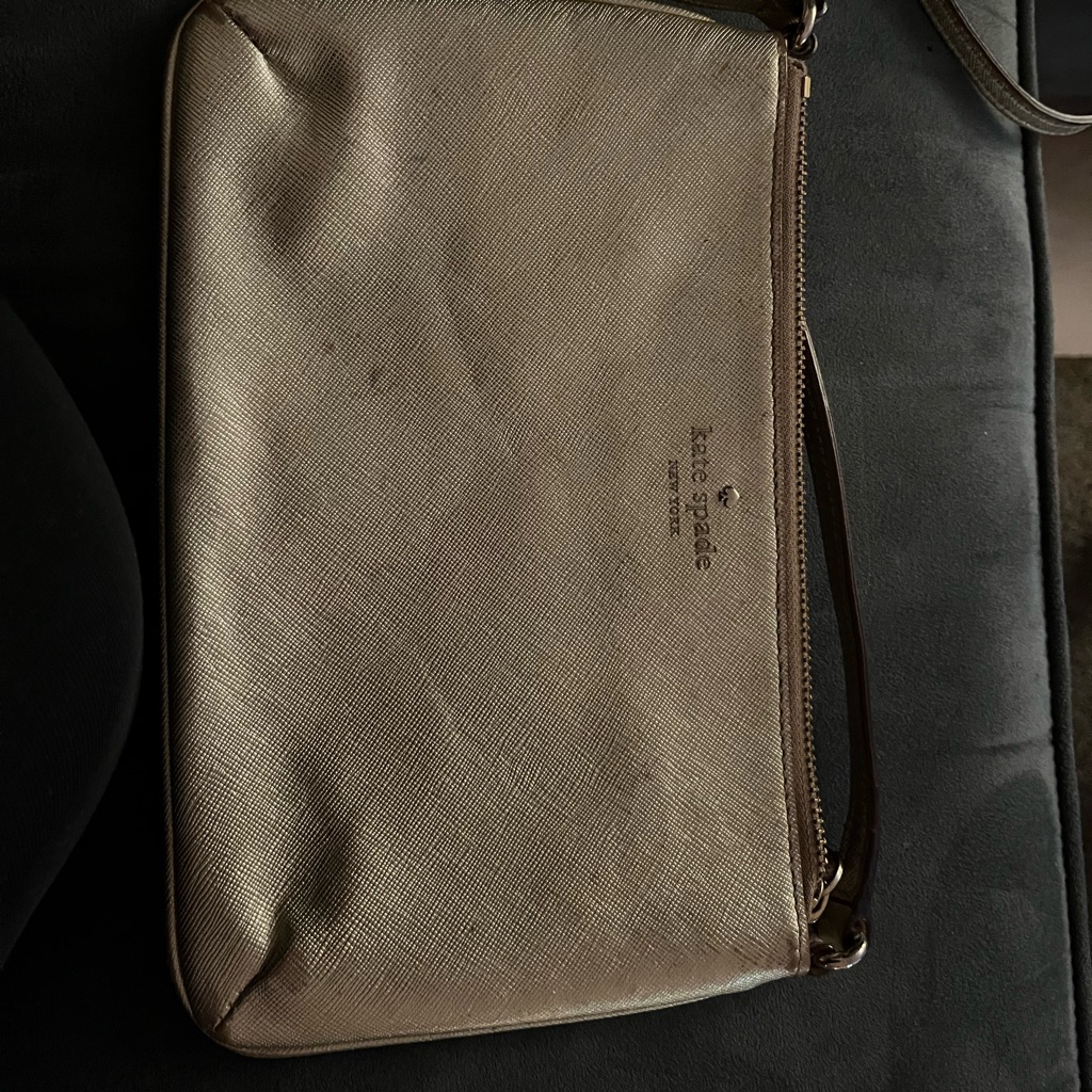 Kate Spade Gold Leather Top Zip Crossbody Bag